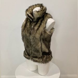 HYDRAULIC Ladies Brown Beige Faux Fur Zip Vest S